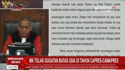 MK Resmi Tolak Gugatan Batasan Usia Capres Cawapres