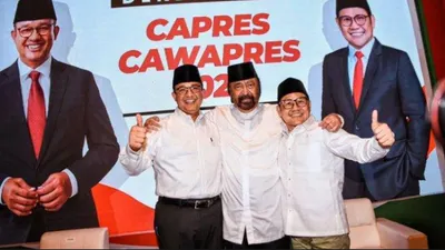 Surya Paloh bersama pasangan AMIN
