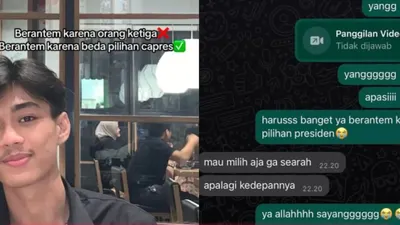 Viral Pasangan Berantem Gara-gara Beda Pilihan Capres