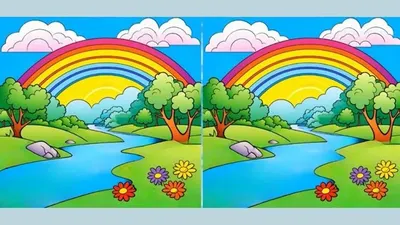 Tes IQ: Pecahkan Teka-teki dan Temukan 3 Perbedaan pada Gambar Pemandangan Pelangi Ini, Latih Daya Fokusmu