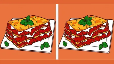 Gambar di atas menggambarkan dua gambar identik di mana kamu bisa melihat lasagna yang tampak lezat disajikan di atas piring.