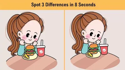 Tes IQ: Temukan 3 Perbedaan pada Gambar Gadis Makan Burger Ini
