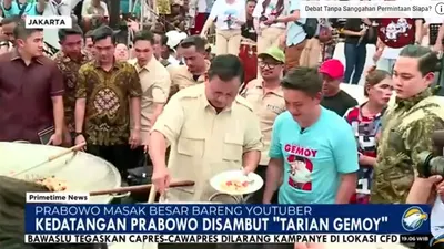 Prabowo Subianto Masak Besar dan Makan Bareng dengan YouTuber Bobon