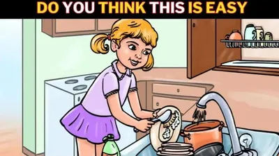 Tes Ilusi Optik: Temukan Kesalahan dalam Gambar Gadis yang Sedang Mencuci Piring