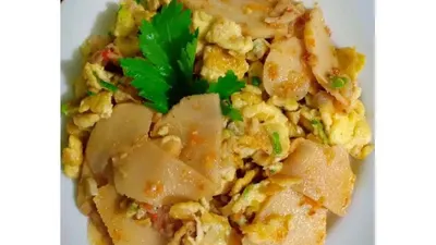 Menu sahur tumisan rebung cah telur yang lezat dan sehat