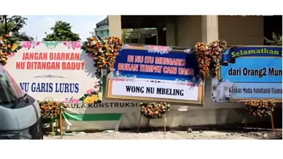 Kantor PWNU Jawa Timur Dipenuhi Karangan Bunga Imbas KH Marzuki Mustamar Dipecat