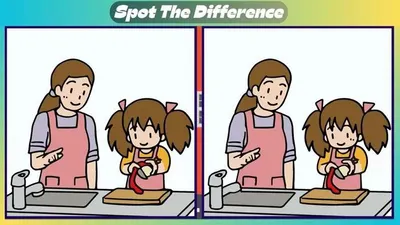 Tes Penglihatan: Temukan 3 Perbedaan Gambar Anak Belajar Memasak dalam 32 Detik!