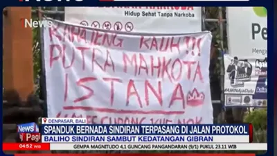 Gibran Rakabuming Disambut Baliho Bertuliskan Sindiran di Bali.