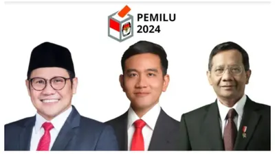 Cawapres 2024, Muhaimin Iskandar (Cak Imin), Gibran Rakabuming, dan Mahfud MD. 