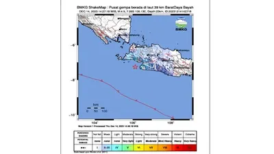 Gempa Bumi 4,9 Magnitudo Guncang Bayah-Banten Siang Ini