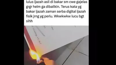 Usut punya usut, rupanya alasan wanita tersebut membakar ijazah S1 pacarnya hanya karena masalah sepele, yakni gara-gara helm.