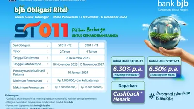 bank bjb Tawarkan Sukuk Pemerintah ST011 untuk Dukung Ekonomi Hijau