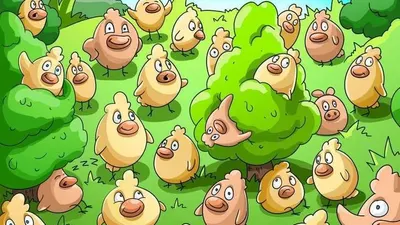Berkat teka-teki tes IQ ilusi optik dalam permainan asah otak ini, Anda dapat melihat sekawanan anak ayam yang tersebar dalam gambar.