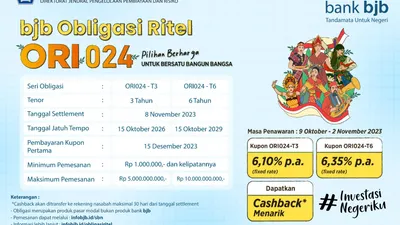 Makin Menarik dengan Tenor hingga 6 Tahun, bank bjb Tawarkan ORI024