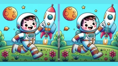 Tes IQ: Amati Kedua Gambar Astronot Ini, Temukan 3 Perbedaan yang Ada, Fokuskan Mata Kamu!