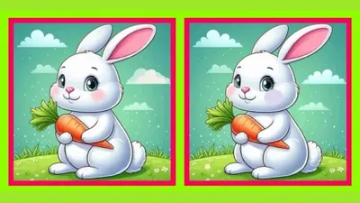 Kamu bisa rebahan sambil bermain dengan melatih diri sendiri untuk menemukan 3 perbedaan pada gambar kedua kelinci yang memegang wortel.