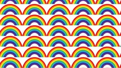 Gambar tes penglihatan ini terdiri dari deretan pelangi warna-warni, namun ternyata ada satu pelangi yang paling berbeda dari yang lainnya.