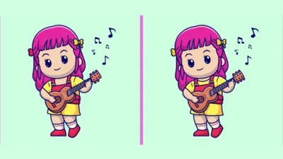 Tes IQ: Cari 3 Perbedaan pada Gambar Anak Gadis yang Sedang Bermain Gitar