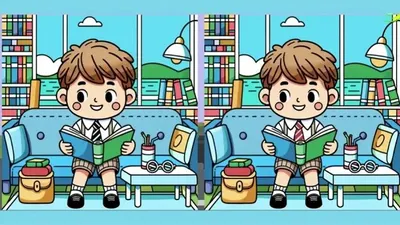 Tes IQ: Amati Gambar Anak Laki-laki yang Sedang Membaca Buku, Bisakah Kamu Temukan 3 Perbedaannya?