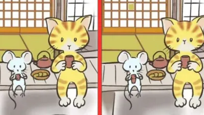 Tes IQ: Siap Hadapi Tantangan? Temukan 3 Perbedaan di Gambar Kucing dan Tikus Minum Teh