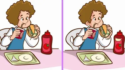 Tes IQ: Ada 3 Perbedaan pada Gambar Pria Makan Burger Ini, BIsakah Kamu Menemukannya? Uji Kemampuan Observasi