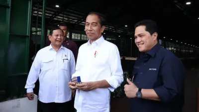 Prabowo Subianto, Joko Widodo (Jokowi) dan Erick Thohir.