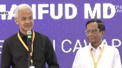Pasangan capres dan cawapres nomor urut tiga, Ganjar Pranowo dan Mahfud MD