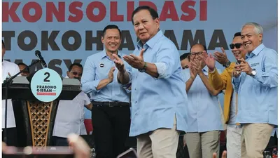 Kampanye di Tasikmalaya Jawa Barat, Prabowo Subianto Terlihat Kompak Bersama Ridwan Kamil dan AHY