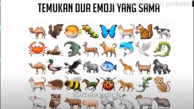 Tes Ilusi Optik: Temukan 2 Emoji Gambar Hewan yang Sama di Antara lainnya dalam Waktu 20 Detik! Bisa?