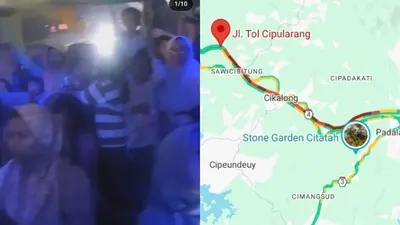 Kemacetan parah terjadi di ruas Tol Cipularang yang mengarah ke Bandung, Jawa Barat pada Kamis, 14 Desember 2023.