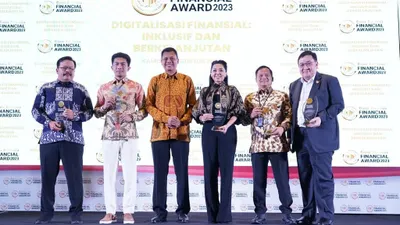 Permodalan Nasional Madani (PNM) jadi panutan pembiayaan Ultra Mikro (UMK) di Indonesia hingga raih penghargaan The Most Outstanding Corporate in Ultra Micro Finance for Communities Empowerment dari Bisnis Indonesia Financial Award 2023 di Hotel Westin Jakarta dini hari, Kamis, 24 Agustus 2023.