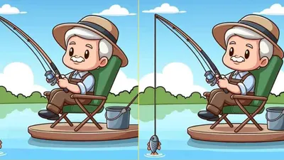 Tes IQ: Uji Keterampilan Observasi, Yuk Coba Temukan 3 Perbedaan pada Gambar Kakek Sedang Memancing Ini