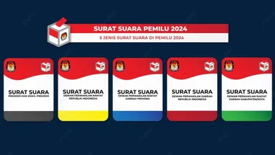 5 jenis surat suara tersebut memiliki warna yang berbeda dan ternyata beda warna itu beda lembaga legislatif.