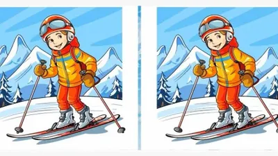 Tes IQ: Konsentrasi Menurun? Coba Temukan 3 Perbedaan pada Gambar Anak Bermain Ski untuk Uji Daya Fokusmu