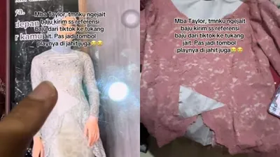 Viral seorang wanita yang membuat netizen terkejut karena menjahit baju kebaya di seorang penjahit.