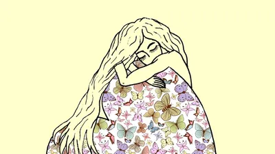 Illustrasi. Butterfly Hug