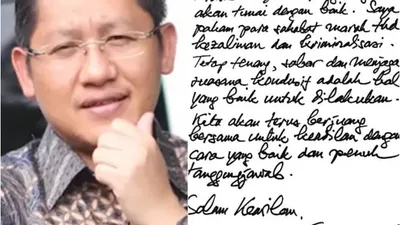 TULIS SURAT: Menjelang bebas dari penjara pada April 2023, Mantan Ketua Umum Partai Demokrat, Anas Urbaningrum menuliskan surat. FOTO: INSTAGRAM/@ANASURBANINGRUM.OFFICIAL