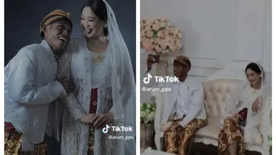 Viral Pasangan Pengantin Wanita Menikahi Pria Tanpa Memandang Fisik, Canda Warganet: Info Dukunnya Bang