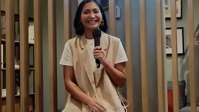   Psikolog Alsi Mega Marsha Tengker yang dikenal dengan nama Caca Tengker saat bertemu media di Jakarta, Selasa (14/3/2023) 
