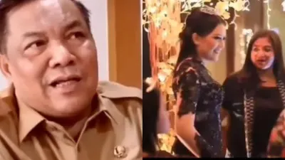 Sekda Riau, SF Hariyanto (kiri), Sang putri rayakan ulang tahun (kanan)