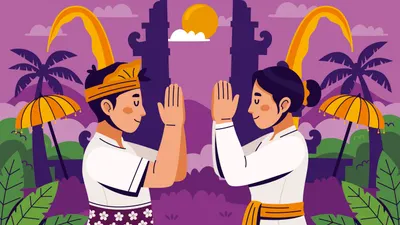 Ilustrasi ucapan selamat Hari Raya Nyepi 2023 bahasa Bali.