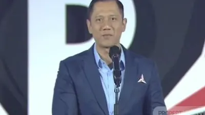 Potret AHY ketika Memberikan Pidato Politik