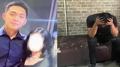 kolase foto Mario Dandy dan kekasihnya AG sebelum penganiayaan (kiri), dan Mario Dandy ketika diamankan setelah penganiayaan (Kanan)