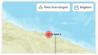 Titik lokasi getaran gempa Papua  guncang Kota Jayapura hari ini Rabu 8 Februari 2023  magnitudo 4,7, dan disusul gempa lainnya
