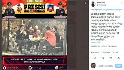 Polres Cianjur Lakukan Audiensi Kasus Tabrak Lari Mahasiswi Unsur: Sedang dalam Proses