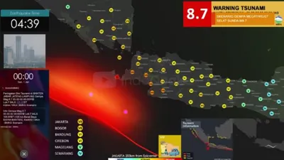 Simulasi: Gempa Megathrust M 8.7 Terjadi di Selat Sunda, Masyarakat Pesisir Dihimbau Melakukan Evakuasi Gelombang Tsunami