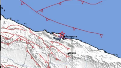 Tiga gempa bumi tektonik dengan skala magnitudo M 3, M 3,4 dan M 3,2 guncang Kota Jayapura, Papua Rabu dini hari, 8 Februari 2023.