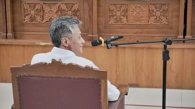 Mantan Karopaminal Divpropam Polri Hendra Kurniawan di Pengadilan Negeri Jakarta Selatan, saat didengar keterangannya (Ikbal Muqorobin)