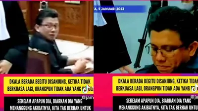 Berubah Nasib! Viral Video Ferdy Sambo Kehausan di Ruang Sidang Tak Ada yang Memperhatikan Hingga Tengok Kiri Kanan