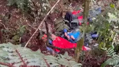 Lokasi jatuhnya Helikopter yang ditumpangi Kapolda Jambi Irjen Pol Rusdi Hartono dan pejabat di Kerinci, Jambi, Senin (20/2/23).